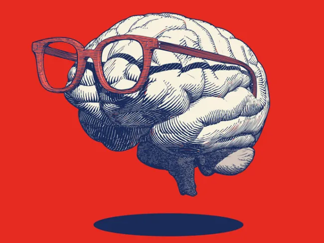 brain with glasses